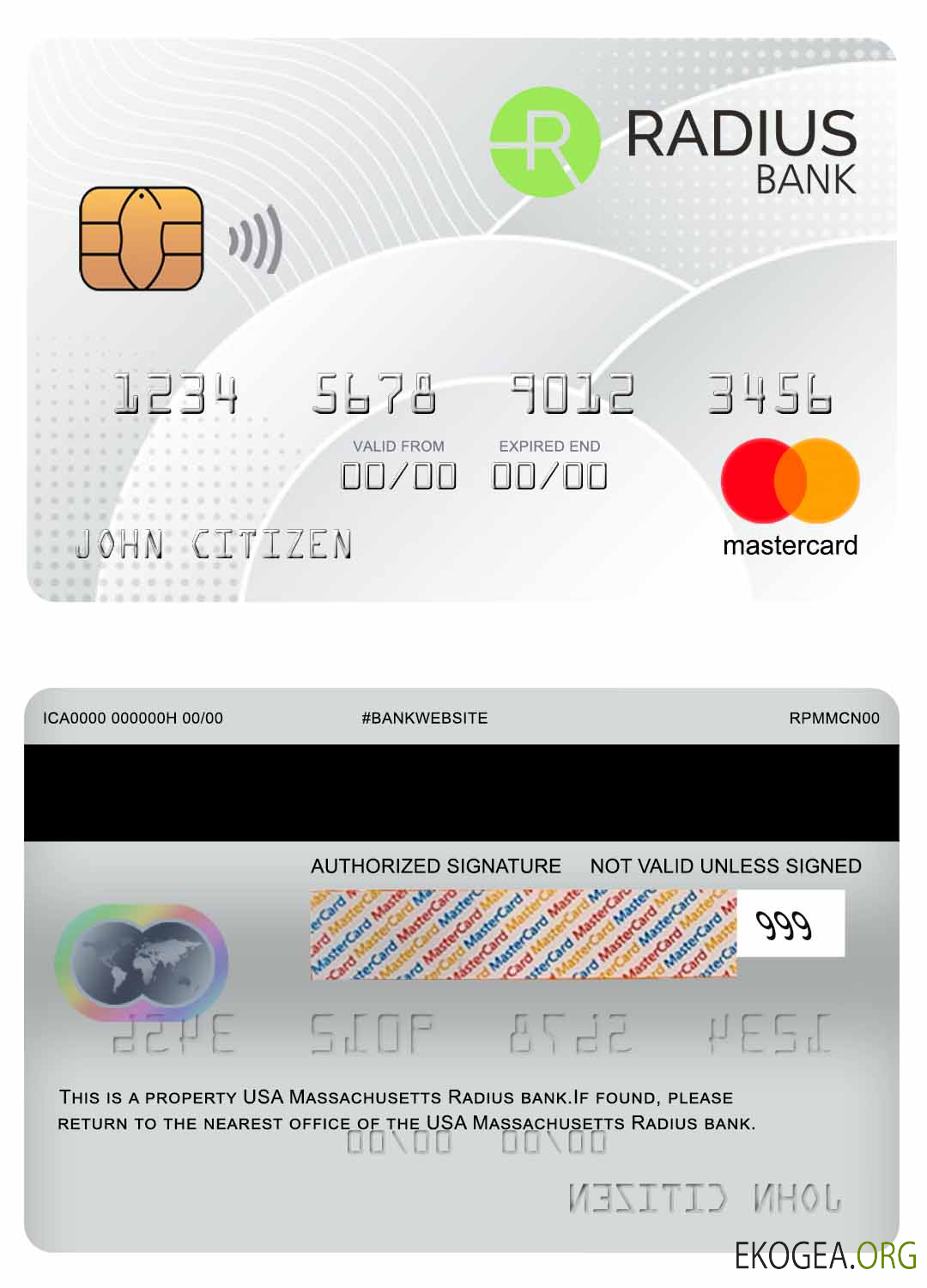 États Unis Massachusetts Radius Bank mastercard